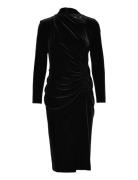 Ruched Velvet Asymmetrical Dress Black Lauren Ralph Lauren