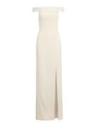 Crepe Off-The-Shoulder Gown Cream Lauren Ralph Lauren