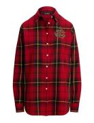 Relaxed Fit Beaded-Logo Plaid Shirt Red Lauren Ralph Lauren