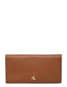 Crosshatch Leather Slim Wallet Brown Lauren Ralph Lauren