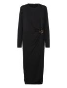 Buckle-Trim Stretch Jersey Dress Black Lauren Women