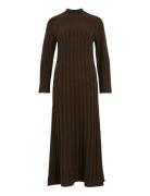 Vicleo Highneck L/S Ankle Knit Dress Brown Vila