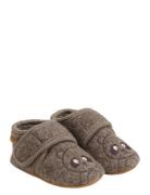 Wool Slippers W. Embroidery Brown En Fant