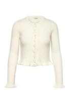 Knitted Frill Cardigan Cream Bubbleroom