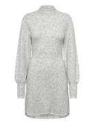 Contrast Edge Knitted Dress Grey Bubbleroom