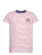 Striped Logo Cotton Jersey Tee Pink Ralph Lauren Kids