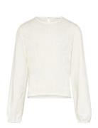 Long-Sleeved T-Shirt With Ruffles Cream Mango