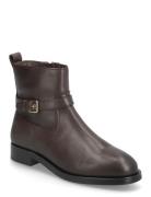 Th Buckle Riding Leather Bootie Brown Tommy Hilfiger