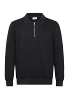 Sweat Polo With Zip L/S Black Lindbergh
