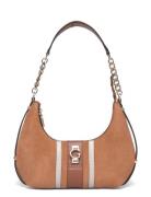 Erenia Top Zip Shoulder Bag Brown GUESS