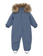 Baby Snowsuit W. Fake Fur Blue En Fant