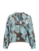 Objyeva L/S Re V-Neck Top 142 Blue Object