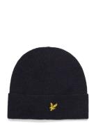 Lambswool Blend Ribbed Beanie Navy Lyle & Scott
