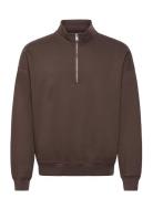 Essential Half Zip Mock Brown Abercrombie & Fitch