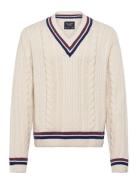 Over D Cricket Cable V Neck Cream Abercrombie & Fitch