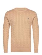 Cotton Cable C-Neck Beige GANT