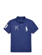 Custom Slim Fit Big Pony Mesh Polo Shirt Blue Polo Ralph Lauren