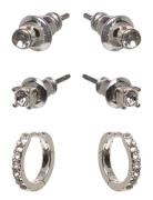 Sia Crystal Earrings 3-In-1 Set Silver-Plated Silver Pilgrim