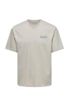 Onsfred Coffee Club Rlx Ss Tee Beige ONLY & SONS