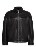 Ls 2 Pkt Leather Jacket Black Calvin Klein