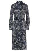 Printed Textured Satin Ls Shirtd Black Calvin Klein