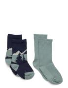 2 Pack Patterned Socks Navy Mango