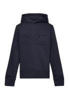 Tonal Shield Hoodie Navy GANT