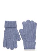 Ribbed Lurex Gloves Blue Mango