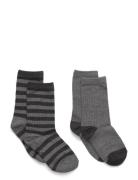 2 Pack Patterned Socks Grey Mango