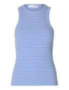 Slfanna O-Neck Striped Tank Top Noos Blue Selected