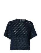 Slfmarion Ss O-Neck Top Ex Navy Selected