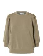 Slftenny 3/4 Sweat Top Noos Khaki Selected