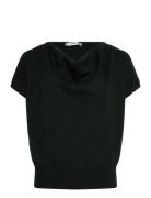 Short-Sleeved Top With Draped Neckline Green Mango