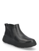 F-Mode Leather Flatform Zip Ankle Boots Black FitFlop
