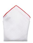 Red Borders Pocket Square White AN IVY