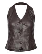 Kimmidep Leather Vest Brown DEPECHE