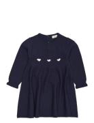 Merino Ls Cable Dress W. Hearts Navy Copenhagen Colors