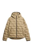 Hooded Quilted Puffer Coat Beige Superdry