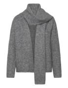 Harper Knit Scarf Cardigan Grey A-View