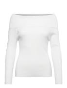 Rib Offshoulder Blouse White A-View