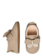 Butterfly Leather Slippers Beige Melton