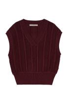 Cable Knit Vest Burgundy REMAIN Birger Christensen