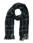 Beaded Big Pony Plaid Wool Scarf Green Polo Ralph Lauren
