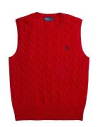 Cable-Knit Wool-Cashmere Sweater Vest Red Polo Ralph Lauren