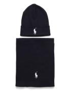 Rib-Knit Cotton Beanie & Scarf Gift Set Navy Polo Ralph Lauren