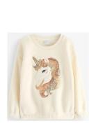 Sweater Pile Unicorn Sequins White Lindex