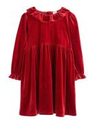 Långärmad Klänning I Sammet Red Lindex