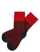 2-Pack Colour Block Socks Red FUB