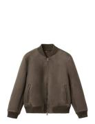 Suede-Effect Bomber Jacket Brown Mango