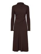 Ruched Dress With Draped Neckline Brown Mango